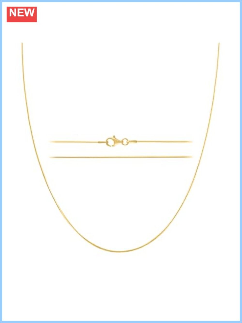 KISPER 24K Gold Plated Over 925 Sterling Silver 1mm Snake Chain Necklace
